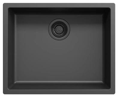Ausmann Fibre fekete mosogató 50x40cm alulról szerelhető, felületre szerelhető és lapra szerelhető automatikus fekete dugóval 1208971856