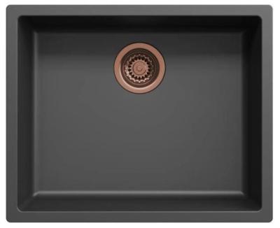 Ausmann Fibre fekete mosogató 50x40cm alulról szerelhető, felülről szerelhető és lapos szerelésű, automatikus réz dugóval 1208971858