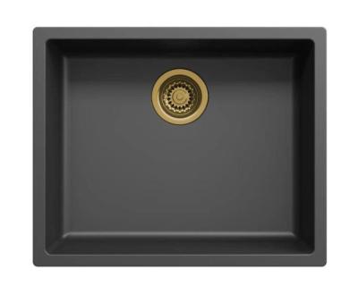 Ausmann Fibre fekete mosogató 50x40cm alsó, felső és lapos építésű, automatikus arany dugóval 1208971859