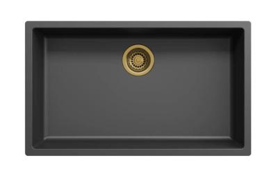 Ausmann Fibre fekete nagy mosogató 70x40cm alulról, felülről és laposról beépítve, automatikus arany dugóval 1208971864