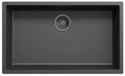 Ausmann Fibre fekete nagy mosogató 70x40cm alulról, felülről és lapos beépítéssel, automatikus gun metal dugóval 1208971865