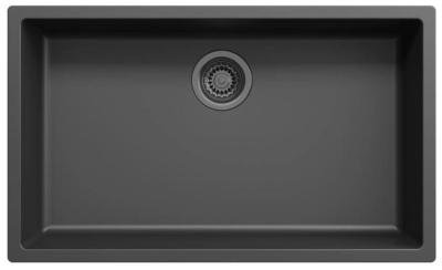Ausmann Fibre fekete nagy mosogató 70x40cm alulról, felülről és lapos beépítéssel, automatikus gun metal dugóval 1208971865