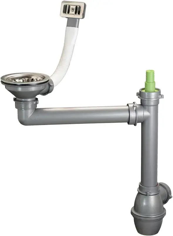 Ausmann lefolyókészlet rozsdamentes acélból négyzet alakú túlfolyóval, beleértve a szifont egyetlen mosogatóhoz 1208971877