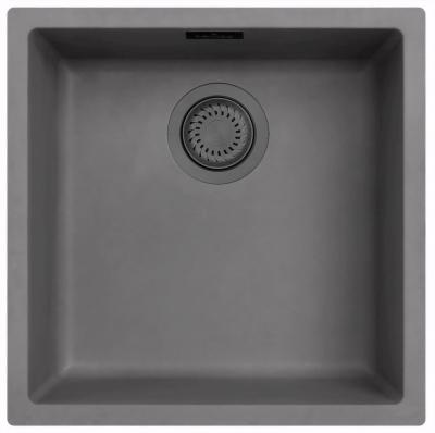 Ausmann Fibre beton szürke mosogató 40x40cm alulról, felülről és síkba építve, gun metal dugóval 1208971882