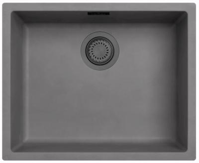 Ausmann Fibre beton szürke mosogató 50x40cm alulról, felülről és síkba építve, gun metal dugóval 1208971886