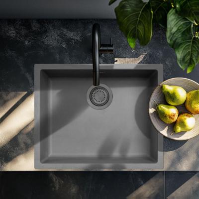 Ausmann Fibre beton szürke mosogató 50x40cm alulról, felülről és síkba építve, gun metal dugóval 1208971886