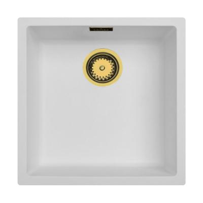 Ausmann Fibre fehér mosogató 40x40cm alulról, felülről és síkba építve automatikus arany dugóval 1208971894