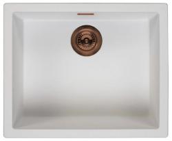 Ausmann Fibre fehér mosogató 50x40cm alulról, felülről és síkba építve, automatikus réz dugóval 1208971900