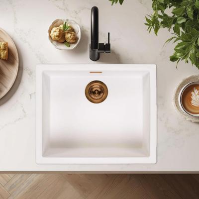 Ausmann Fibre fehér mosogató 50x40cm alulról, felülről és síkba építve, automatikus réz dugóval 1208971900