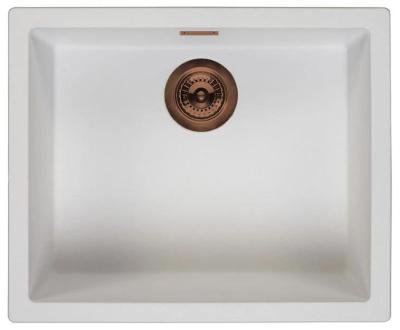 Ausmann Fibre fehér mosogató 50x40cm alulról, felülről és síkba építve, automatikus réz dugóval 1208971900