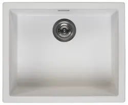 Ausmann Fibre fehér mosogató 50x40cm alulról, felülről és síkba építve, automatikus gun metal dugóval 1208971902