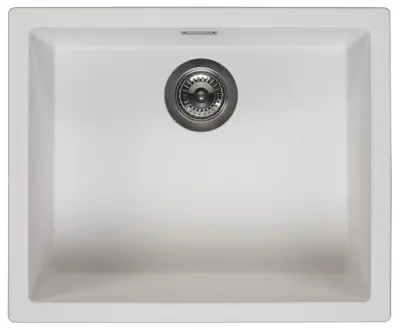 Ausmann Fibre fehér mosogató 50x40cm alulról, felülről és síkba építve, automatikus gun metal dugóval 1208971902