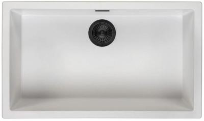 Ausmann Fibre fehér nagy mosogató 70x40cm alulról, felülről és síkba építve, automatikus fekete dugóval 1208971905