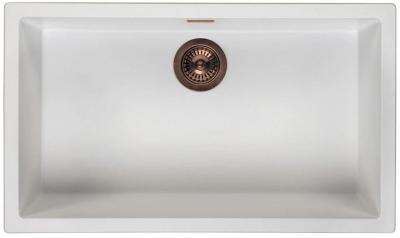 Ausmann Fibre fehér nagy mosogató 70x40cm alulról, felülről és síkba építve automatikus réz dugóval 1208971906