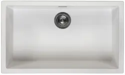 Ausmann Fibre fehér nagy mosogató 70x40cm alulról, felülről és síkba építve automatikus gun metal dugóval 1208971908
