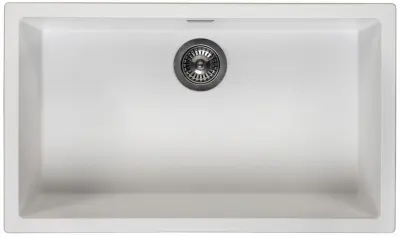 Ausmann Fibre fehér nagy mosogató 70x40cm alulról, felülről és síkba építve automatikus gun metal dugóval 1208971908