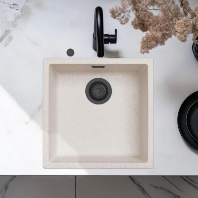 Ausmann Fibre homokfehér mosogató 40x40cm alulról, felülről és beépítve automatikus fekete dugóval 1208971926