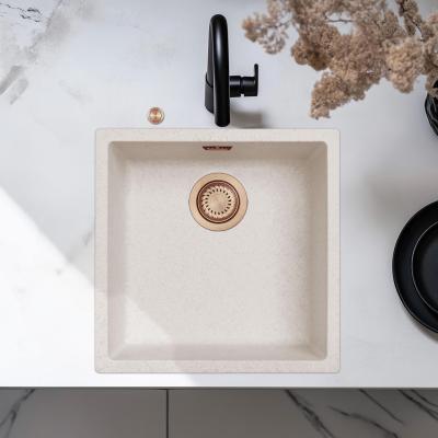 Ausmann Fibre homokfehér mosogató 40x40cm alulról, felülről és lapba építve, automatikus réz dugóval 1208971927