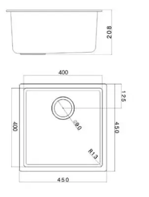 Ausmann Fibre homokfehér mosogató 40x40cm alulról, felülről és lapos beépítéssel automatikus arany dugóval 1208971928