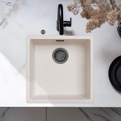 Ausmann Fibre homok fehér mosogató 40x40cm alulról, felülről és síkba építve automatikus gun metal dugóval 1208971929