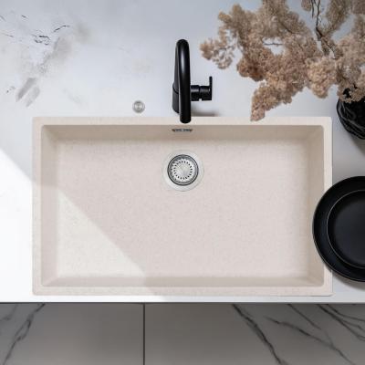 Ausmann Fibre homokfehér nagy mosogató 70x40cm alulról, felülről és síkba építve automatikus rozsdamentes acél dugóval 1208971935