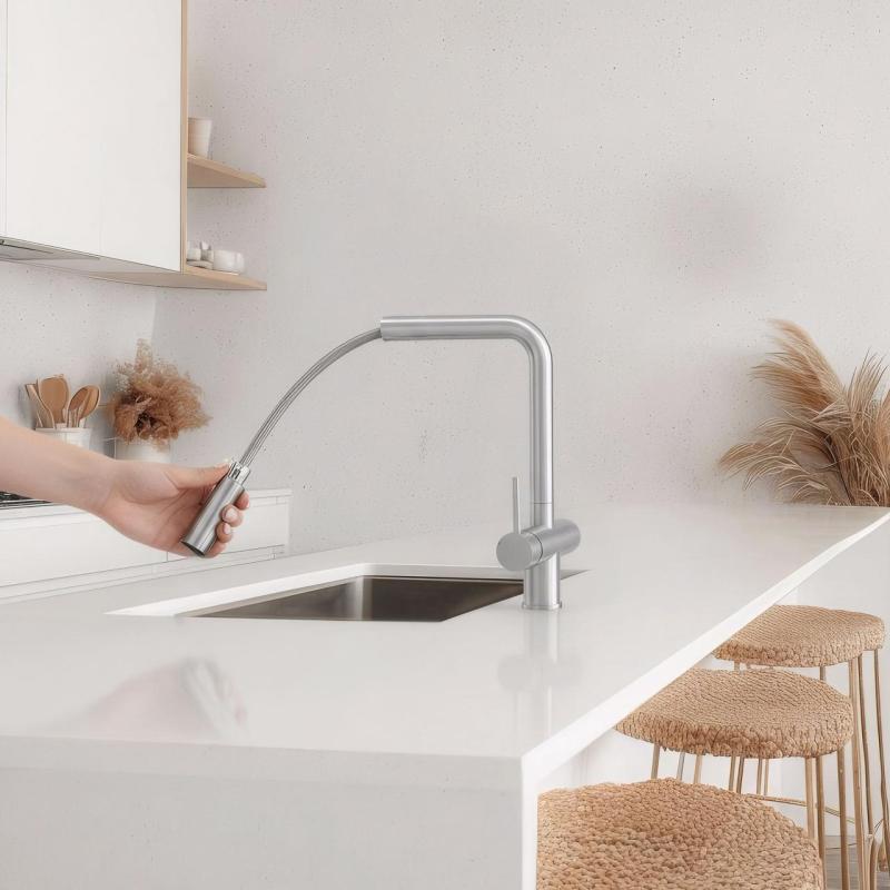 Pure.Sink Elite Steel Clear-S RVS 3-utas Konyhai csaptelep kihúzható kifolyóval és szűrt vízzel PS8120-02