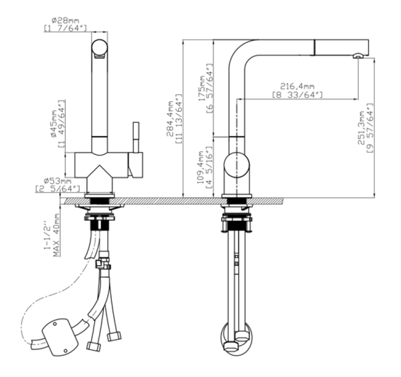 Pure.Sink Elite Steel Pulse-S konyhai csaptelep rozsdamentes acélból kihúzható kifolyóval és szórófúvókával PS8500-02