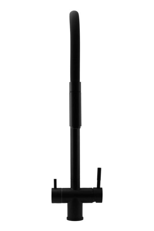 Pure.Sink Elite Steel Flex 3-utas matt fekete konyhai csaptelep rugalmas kifolyóval és szűrt vízzel PS8110-10