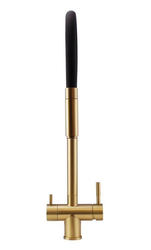 Pure.Sink Elite Steel Flex 3-utas PVD arany színű konyhai csaptelep rugalmas kifolyóval és szűrt vízzel PS8110-60