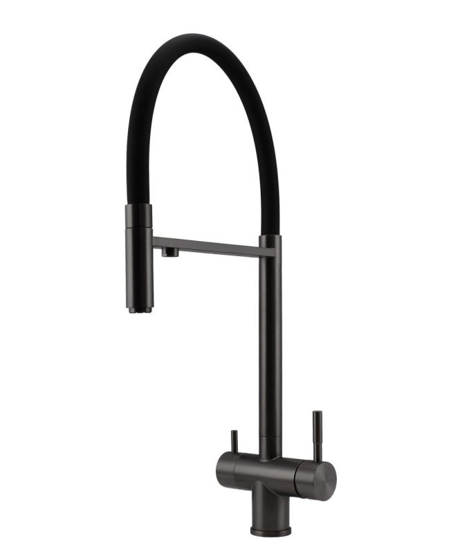 Pure.Sink Elite Steel Flex 3-utas PVD golyóágyú fém konyhai csaptelep rugalmas kifolyóval és szűrt vízzel PS8110-61
