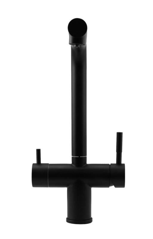 Pure.Sink Elite Steel Clear-S Mat fekete 3-utas konyhai csaptelep kihúzható kifolyóval és szűrt vízzel PS8120-10