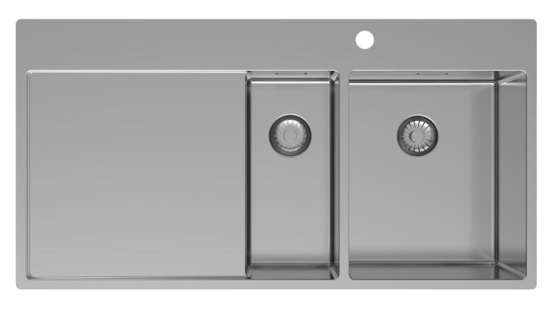 Pure.Sink Exclusivo Rozsdamentes acél 1,5  mosogató lecsepegtetővel 100x52 cm Csap jobb oldalon PEX3418100RT-02