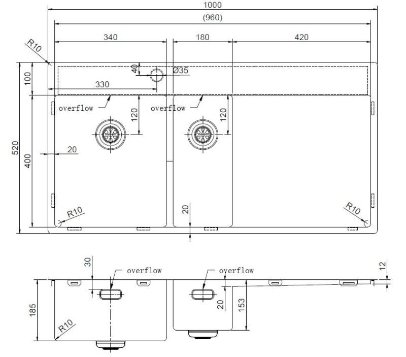 Pure.Sink Exclusivo Réz 1,5  mosogató lecsepegtetővel 100x52 cm Csap bal oldalon PEX3418100LT-62