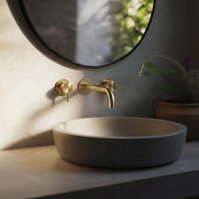 Waterevolution Flow 3 lyukú beépíthető mosdócsaptelep PVD fehér arany, 15 cm-es kifolyóval T1163FWGE-15