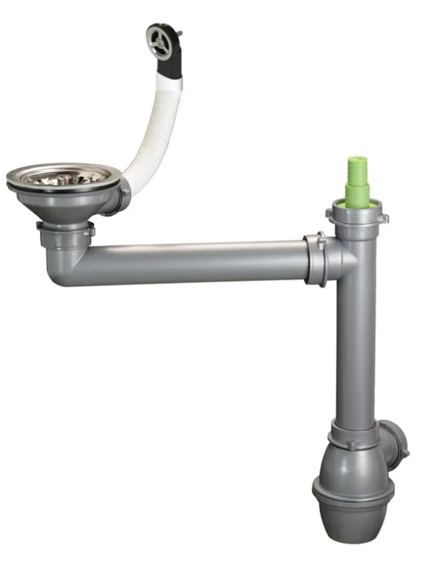 Ausmann Lefolyószett rozsdamentes acélból, kerek túlfolyóval, szifonnal, egy mosogatóhoz 1208972186