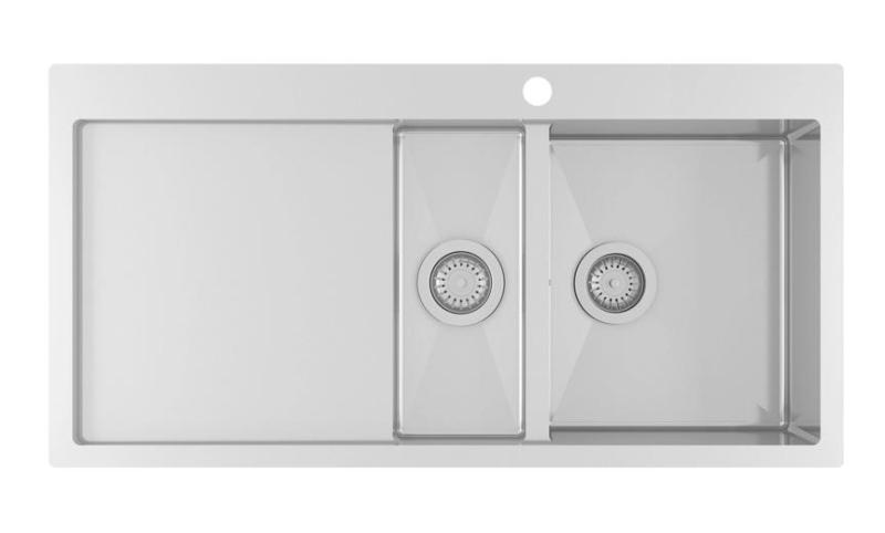 OUTLET Ausmann Oder Blue 1,5 rozsdamentes acél mosogatótálca 100x51cm süllyesztett és felépített csepegtető felülettel 1208957127