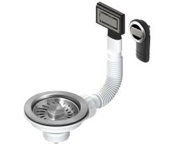 Pure.Sink Universal kosár dugó szett, csiszolt rozsdamentes acél, mosogató lefolyó szett, kerek és téglalap alakú túlfolyóval WSTMAN-02