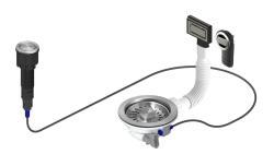 Pure.Sink Universal Rozsdamentes acél lefolyókészlet nyomógombos lefolyóval és dugóval, valamint téglalap alakú és kör alakú túlfolyóval WSTAUT-02