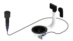 Pure.Sink Universal Mát Fekete lefolyószett nyomógombos lefolyóval és dugóval, valamint téglalap alakú és kerek túlfolyóval WSTAUT-31