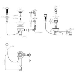 Pure.Sink Universal Gun metal Lefolyószett nyomógombos lefolyóval és dugóval, valamint téglalap alakú és kerek túlfolyóval WSTAUT-61