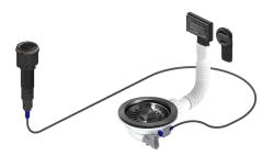 Pure.Sink Universal Gun metal Lefolyószett nyomógombos lefolyóval és dugóval, valamint téglalap alakú és kerek túlfolyóval WSTAUT-61