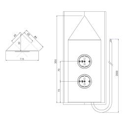 Indux Corner Еnergiezuil 2 aljzattal Randaarde Hoek Gun metal 1208972286
