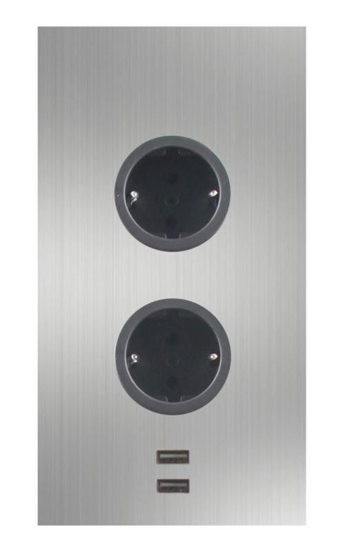 Indux Corner Energiaoszlop 2 csatlakozóval, földelővel és 2 x USB-töltővel, rozsdamentes acél 1208972296