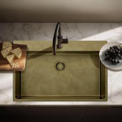 Pure.Sink Luxion Nagy PVD antik bronz mosogató 78x50 cm Tapwing csaplyukkal és aljzatállvánnyal PLX7850T-64