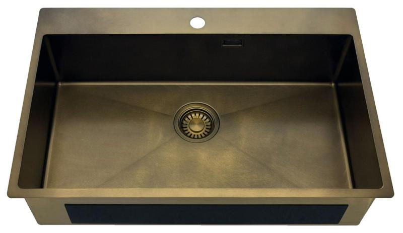 Pure.Sink Luxion Nagy PVD antik bronz mosogató 78x50 cm Tapwing csaplyukkal és aljzatállvánnyal PLX7850T-64