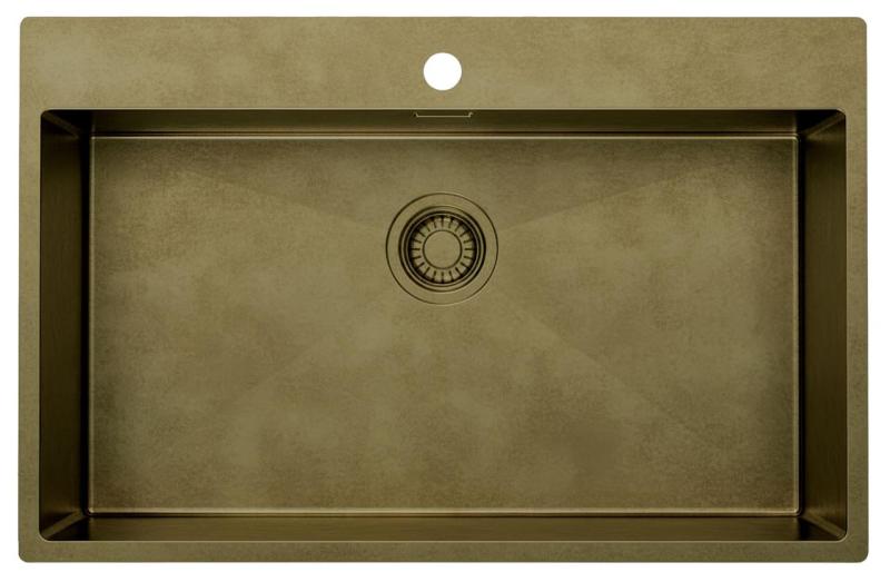 Pure.Sink Luxion Nagy PVD antik bronz mosogató 78x50 cm Tapwing csaplyukkal és aljzatállvánnyal PLX7850T-64