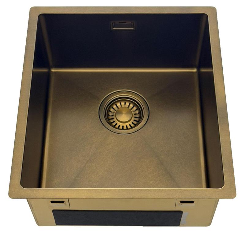 Pure.Sink Luxion PVD Antik bronz mosogató 36x40 cm alátét, síkba építhető és felépíthető  fenékrekeszel PLX3640-64