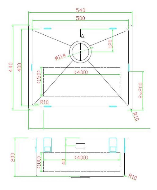 Pure.Sink Luxion PVD Antik bronz mosogató 50x40 cm alátét, síkba építhető és felépíthető, aljzatállvánnyal PLX5040-64
