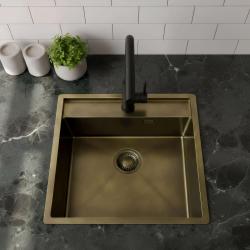 Pure.Sink Luxion PVD Antik bronz mosogató 51x50 cm Tapwing csaplyukkal és aljzatállvánnyal PLX5150T-64