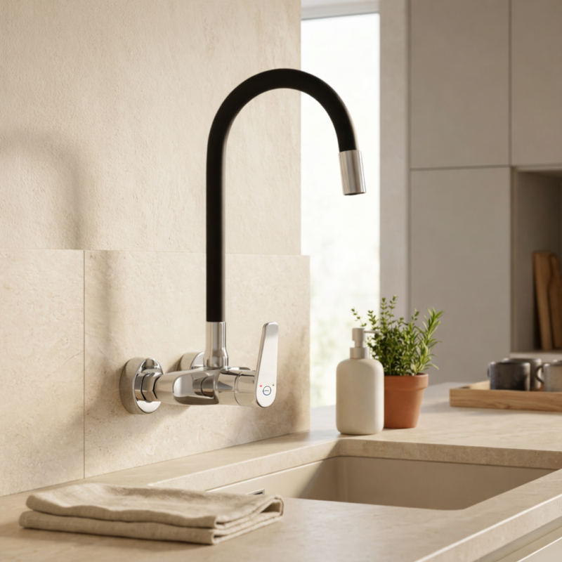 Aquanello Casa Falra szerelhető konyhai csaptelep króm, magas, rugalmas kifolyóval CR-1301-CS